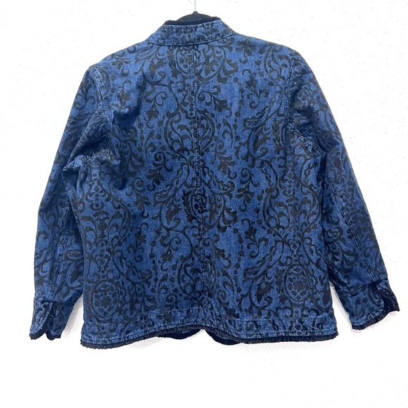 Liz Claiborne Blue and Black Jean Jacket with velvet Design XL - Picture 5 of 9